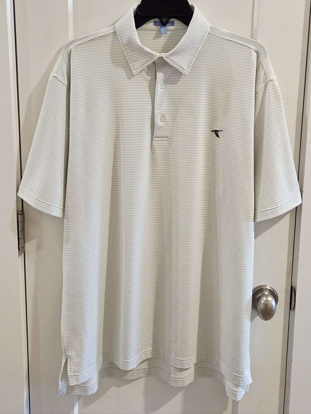 Genteal Apparel Performance Striped Golf Polo Shirt - Light Green - Size Large